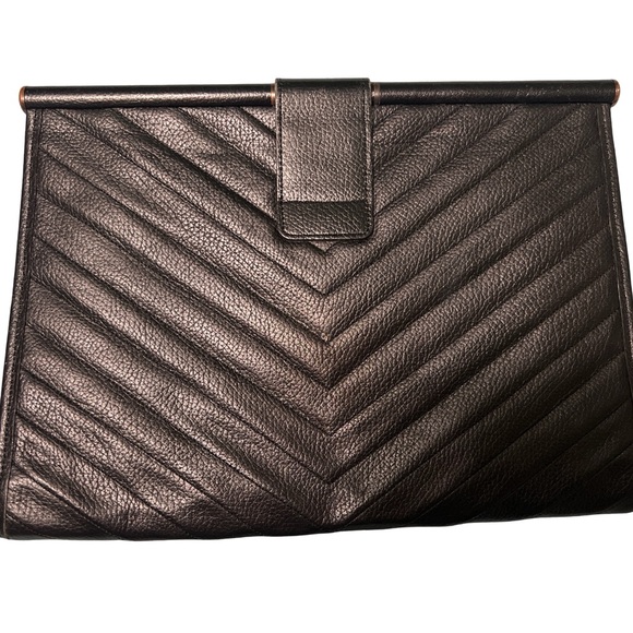Yves Saint Laurent Black Leather Clutch - Picture 2 of 9